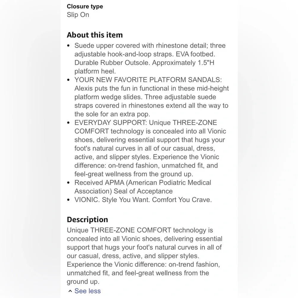 Vionic Tan Rhinestone Sandals Adjustable Straps, Slides, orthotics, size 12 - Picture 10 of 10